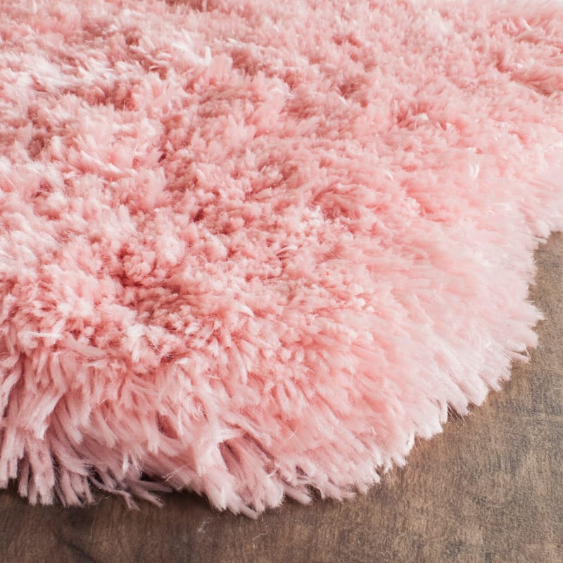 SAFAVIEH Handmade Arctic Shag Guenevere 3-inch Extra Thick Rug - 7' x 7' Round - Pink