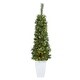 preview thumbnail 1 of 3, 50" Artificial Christmas Tree with 100 LED Lights in White Planter