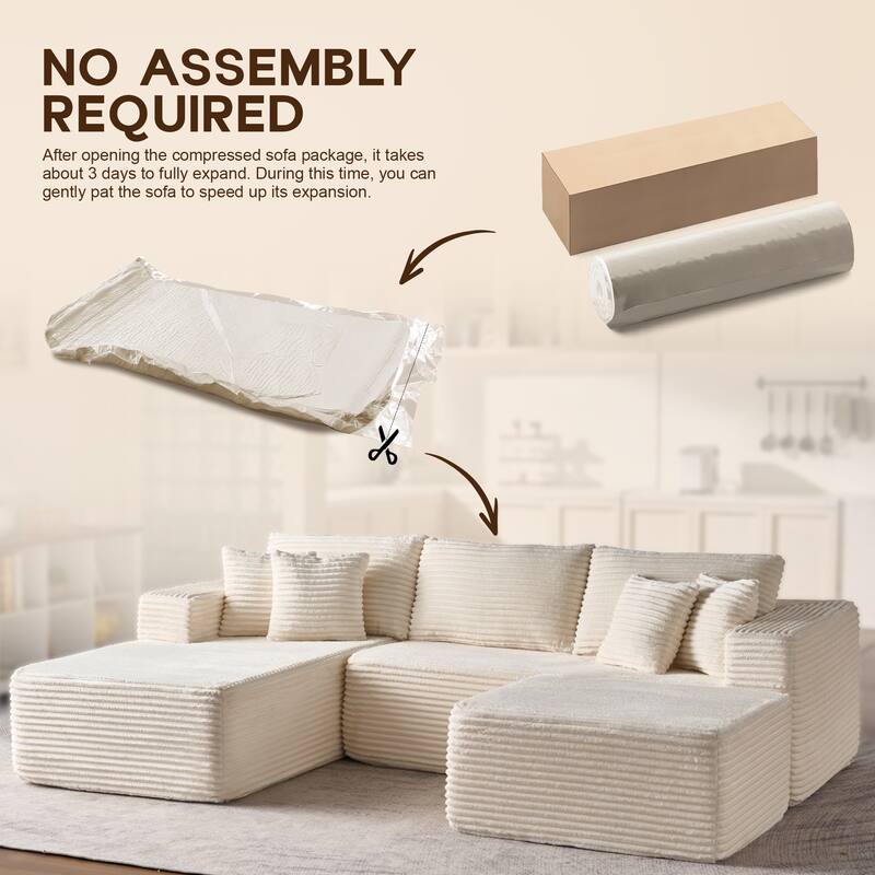 OVIOS All-Foam Cloud L-Shaped Lounger Sofa​ ​​With Ottoman​