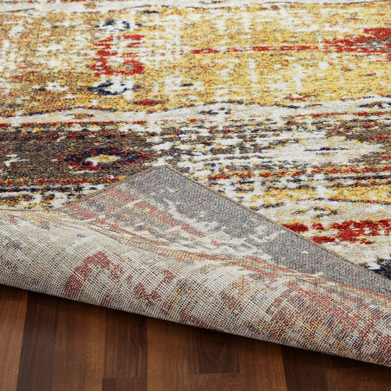Porch & Den Quince Distressed Diamond Band Area Rug