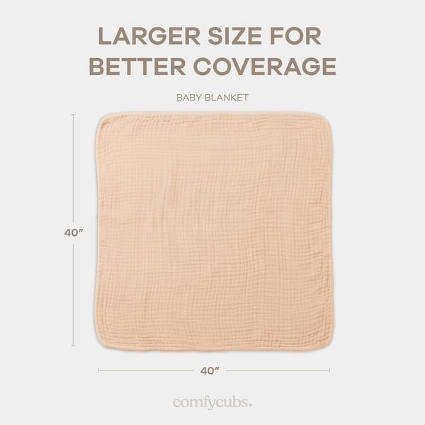 dimension image slide 5 of 14, Muslin Baby Blanket, 40" x 40" Swaddle Blanket by Comfy Cubs