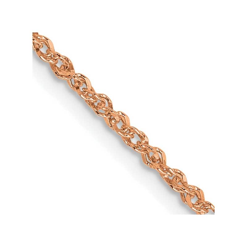 Curata 14K Rose Gold Solid Polished Lobster Claw Closure 1.7mm Ropa Chain Bracelet