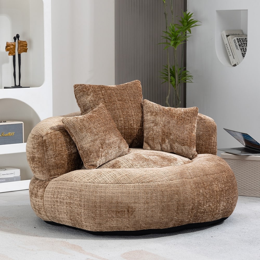 HOMEFUN Chenille Upholstered Durable Comfort Lounger High Back Bean Bag Chair