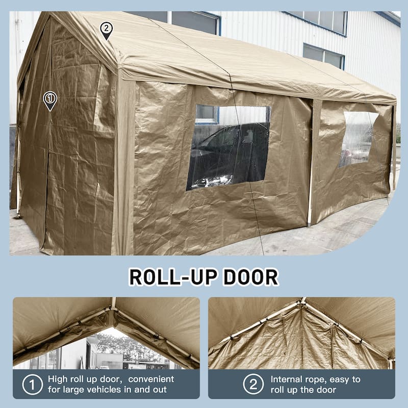 Heavy Duty 10'×20' Portable Carport Garage Tent for Outdoor Storage Shelter