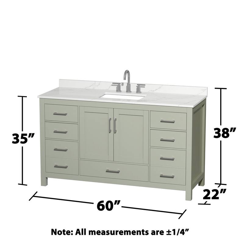 Sheffield 60-inch Single Vanity, 3 Hole Quartz Top