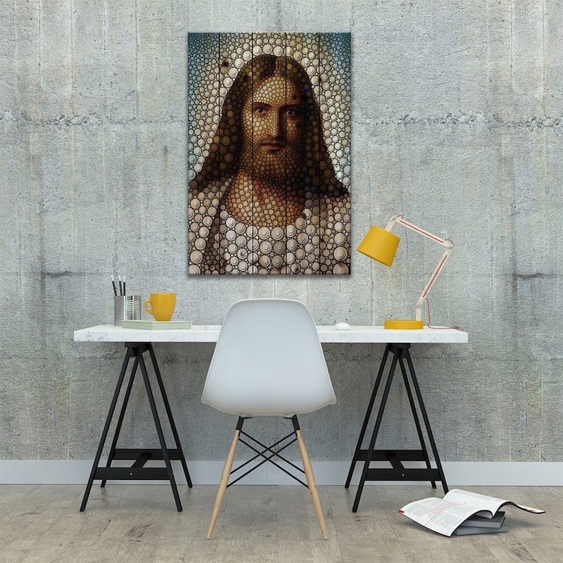 Jesus Print On Wood by Ben Heine - Multi-Color