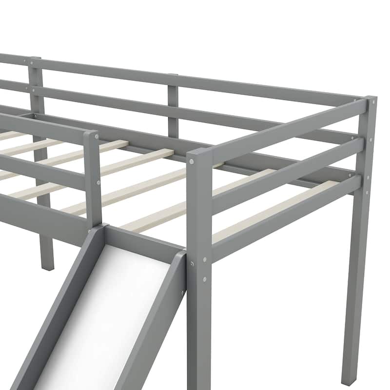 L-Shaped Twin Loft Bed with Slide and Ladder - Space-Saving Corner Design