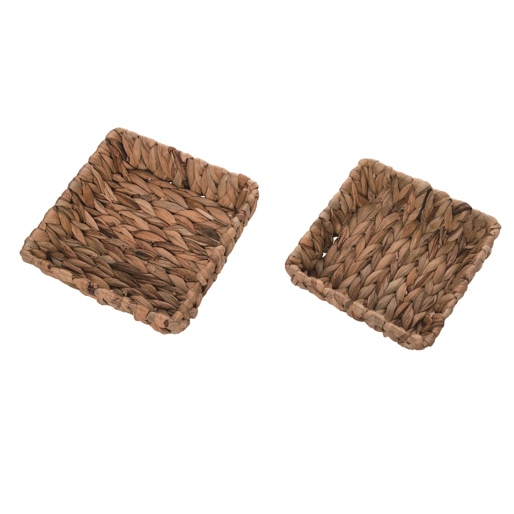 Transpac Natural Fiber 9.75" Brown Spring Braided Nesting Trays Set of 2