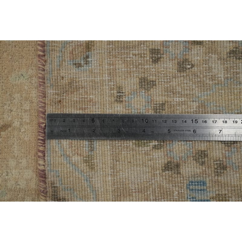 Hand Knotted Oriental 100% Wool Carpet Traditional Floral Beige & Ivories Tabriz Area Rug - 11' 0'' X 8' 1''