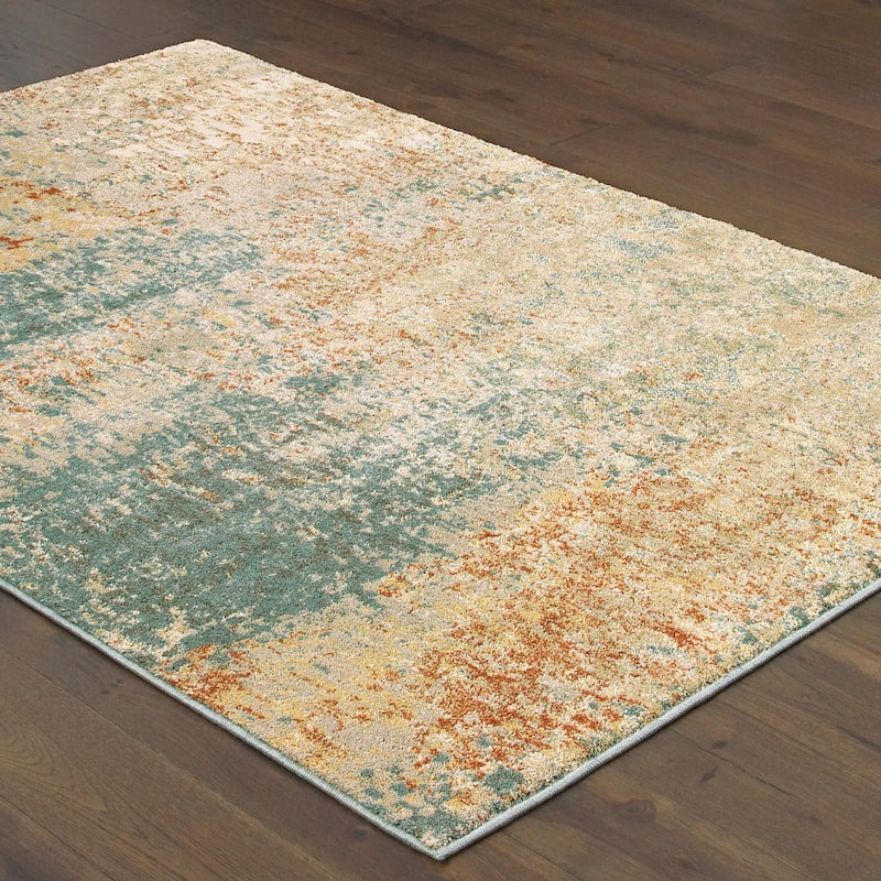 Style Haven Jelsa Distressed Abstract Teal/ Orange Area Rug