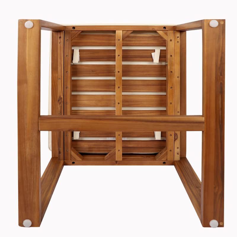 Roomfitters Patio Dining Set with Table and 4 Chairs, Outdoor Furniture for Garden or Balcony, Teak+ Beige