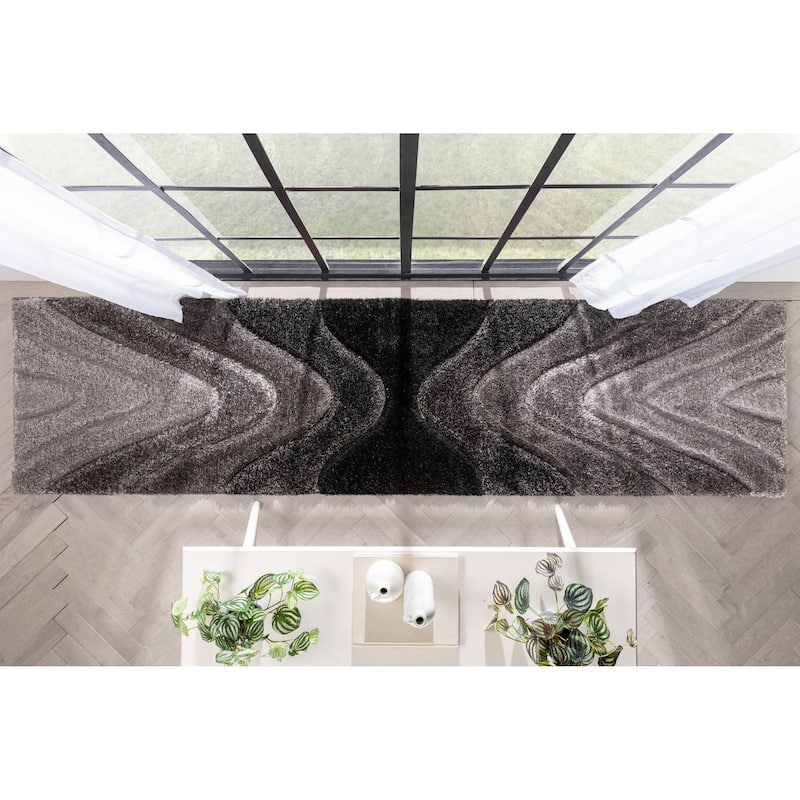 Well Woven San Francisco Luz Geometric Modern Carved Shag Area Rug