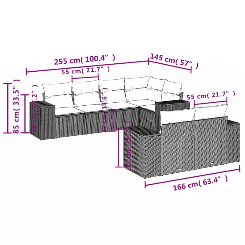 vidaXL Garden Sofa Set - 24.4 x 32.7 x 27.2