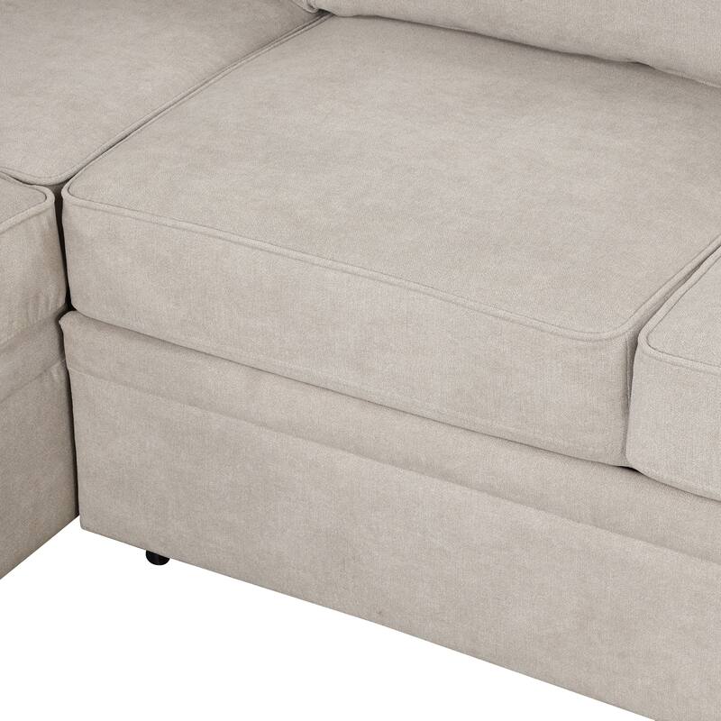 87.4" 2 in 1 Pull Out Sleeper Sofa Bed L Shape Couch with Storage Ottoman