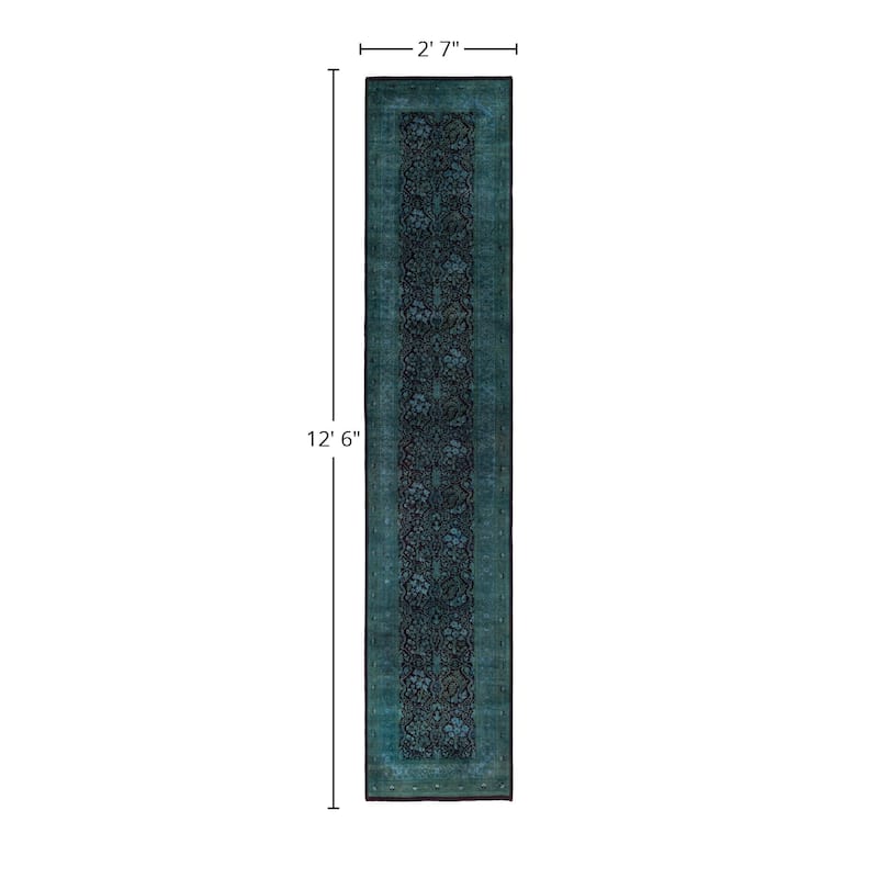 Overdyed One-of-a-Kind Hand-Knotted Area Rug - Red - 2' 7" x 12' 6"