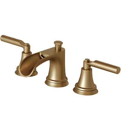 Classic Widespread Waterfall Bathroom Faucet with Pop-Up Drain, Distinctive Double Handle Design