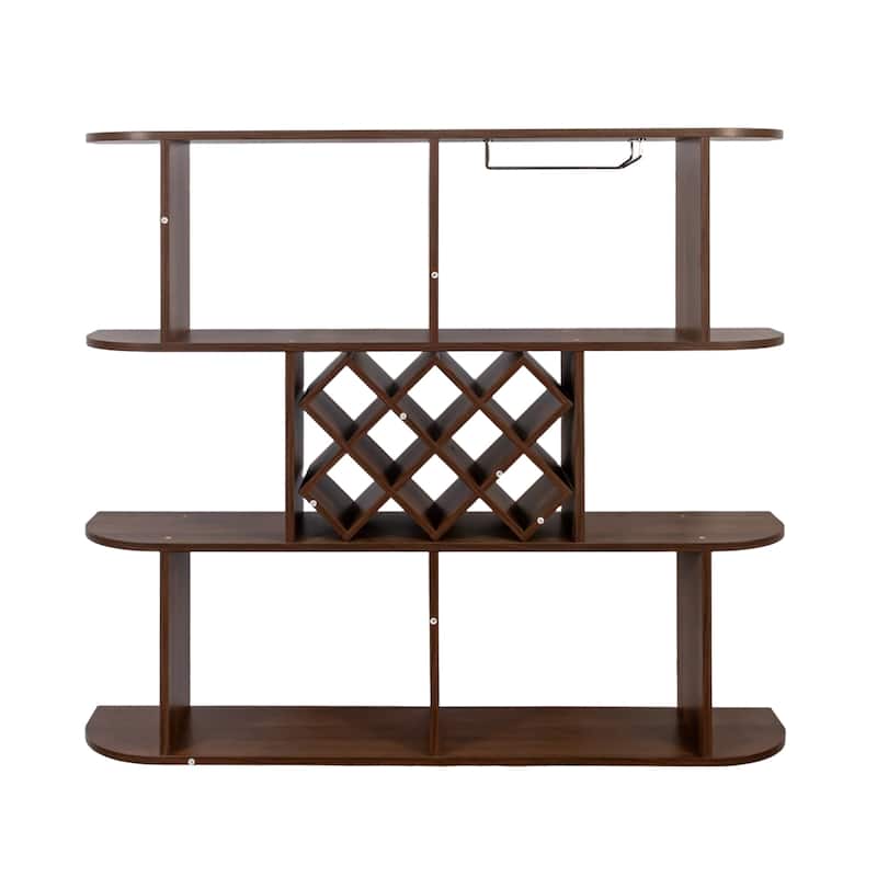 Large Wall Mounted 3 Tier Bottle Wine Rack,Multifunctional Wooden Wall Mounted Wine Rack,Storage Rack with Wine Glass Holder