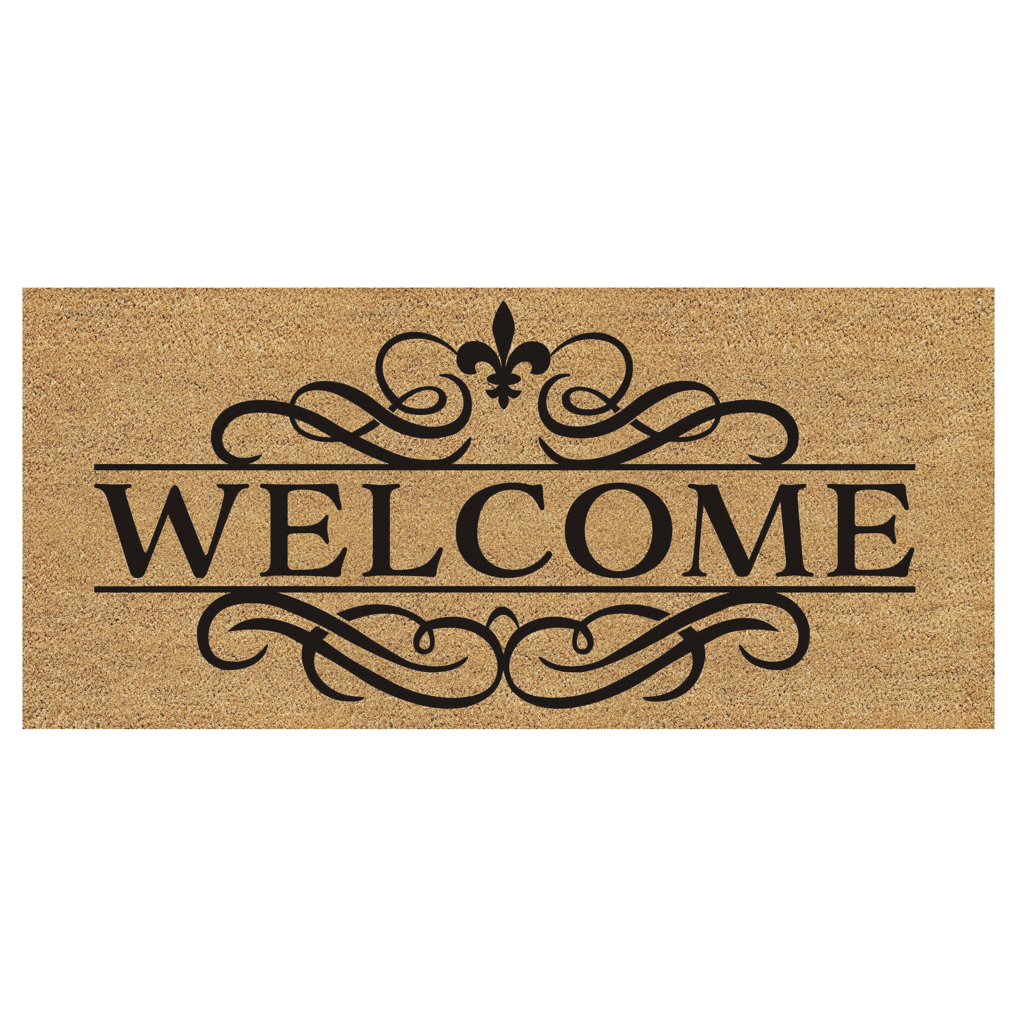 Welcome Ornate Swirl Flocked Coir Sassafras Switch Door Mat - 22" x 10"