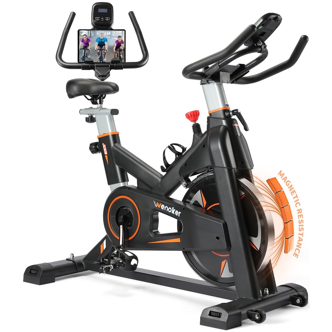 Exercise Bike Magnetic Resistance Brake Pad Stationary Bike with Silent Belt Drive Heavy Flywheel Seat Cushion LCD Monitor Bed Bath Beyond 40334566