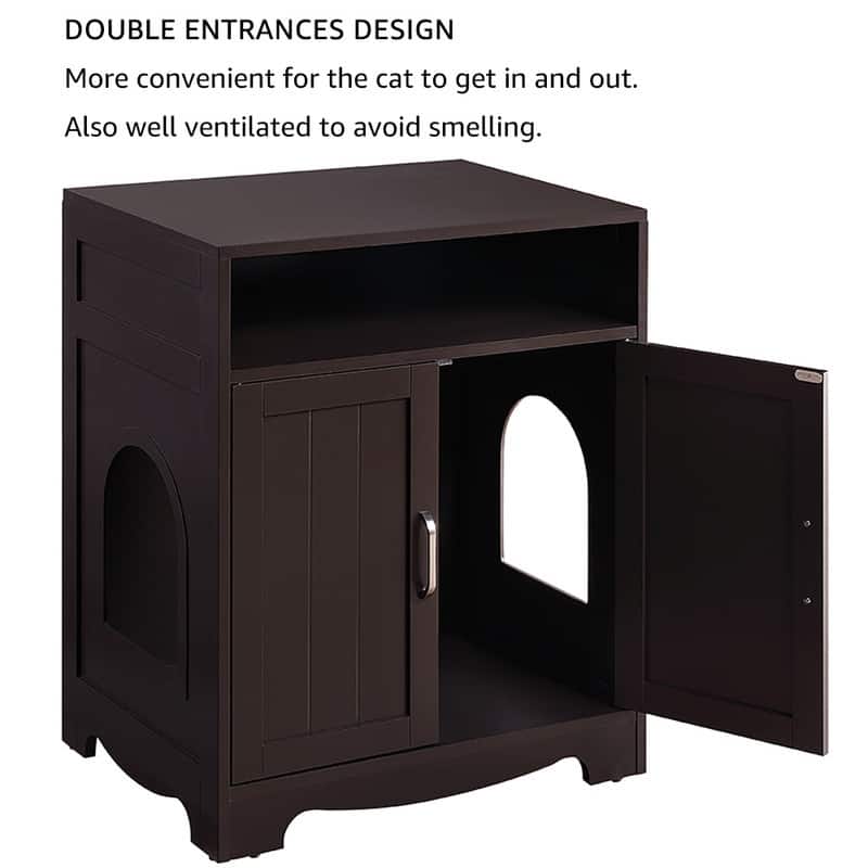 beeNbkks Cat Litter Box Enclosure Cat Washroom with 2 Entrances