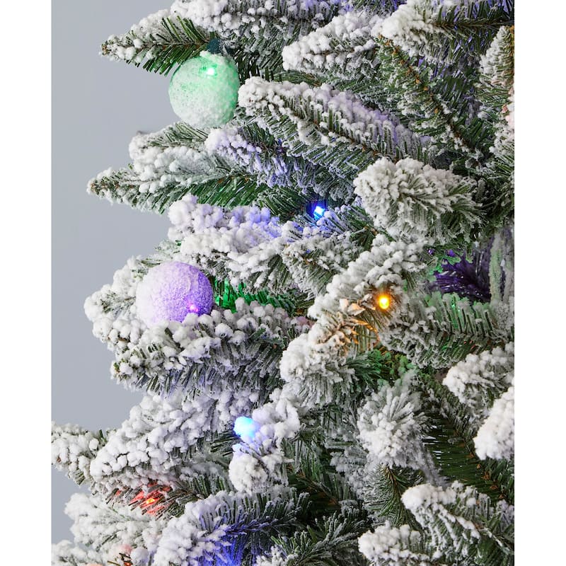 Seasonal LLC Snow Kissed Pine Flocked Pre-lit Artificial Tree - Slim Design