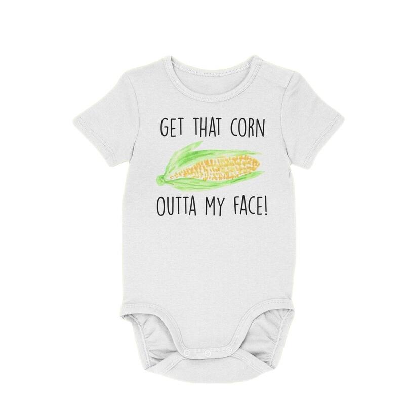 Corn Face - Baby Boy Girl Clothes Infant Bodysuit Funny Cute Newborn - White - 3-6M