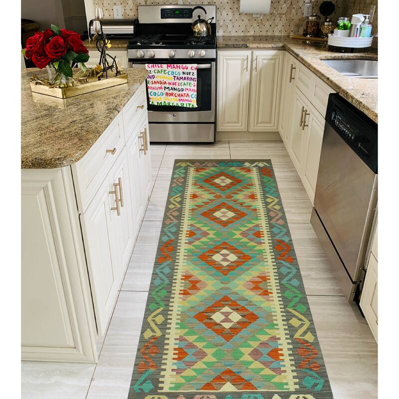 Sangat Flatweave Elyssa Red/Ivory Runner - 2'9" x 8'5"