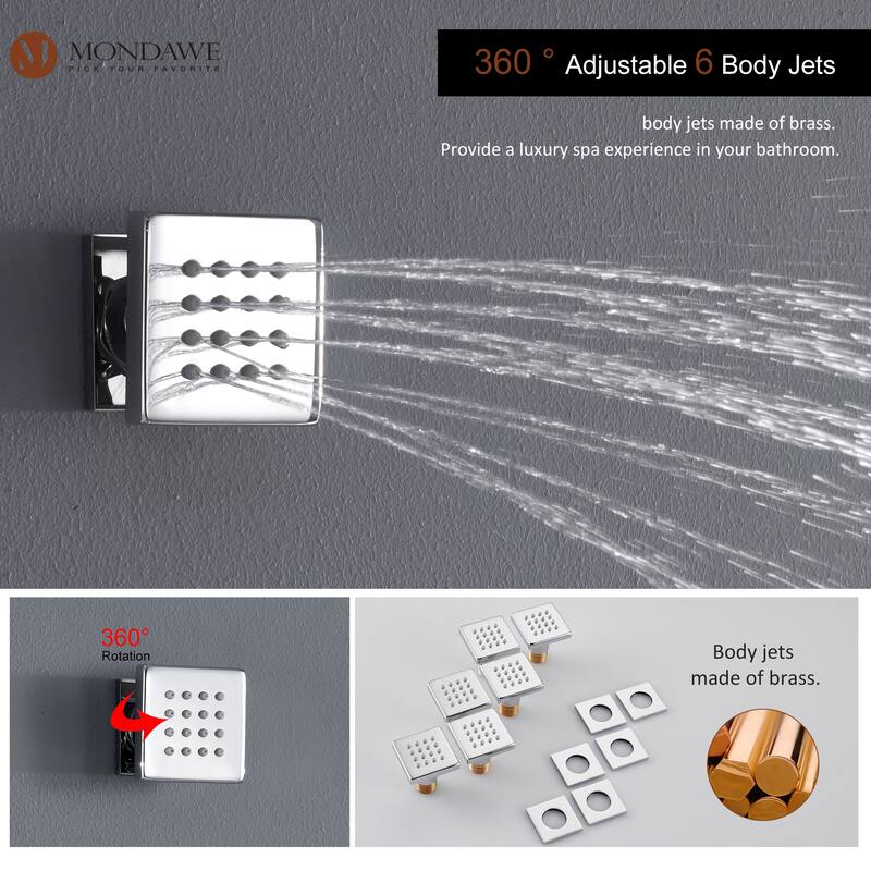 64 Colors LED Light and Music Ceiling Mounted Thermostatic Shower System