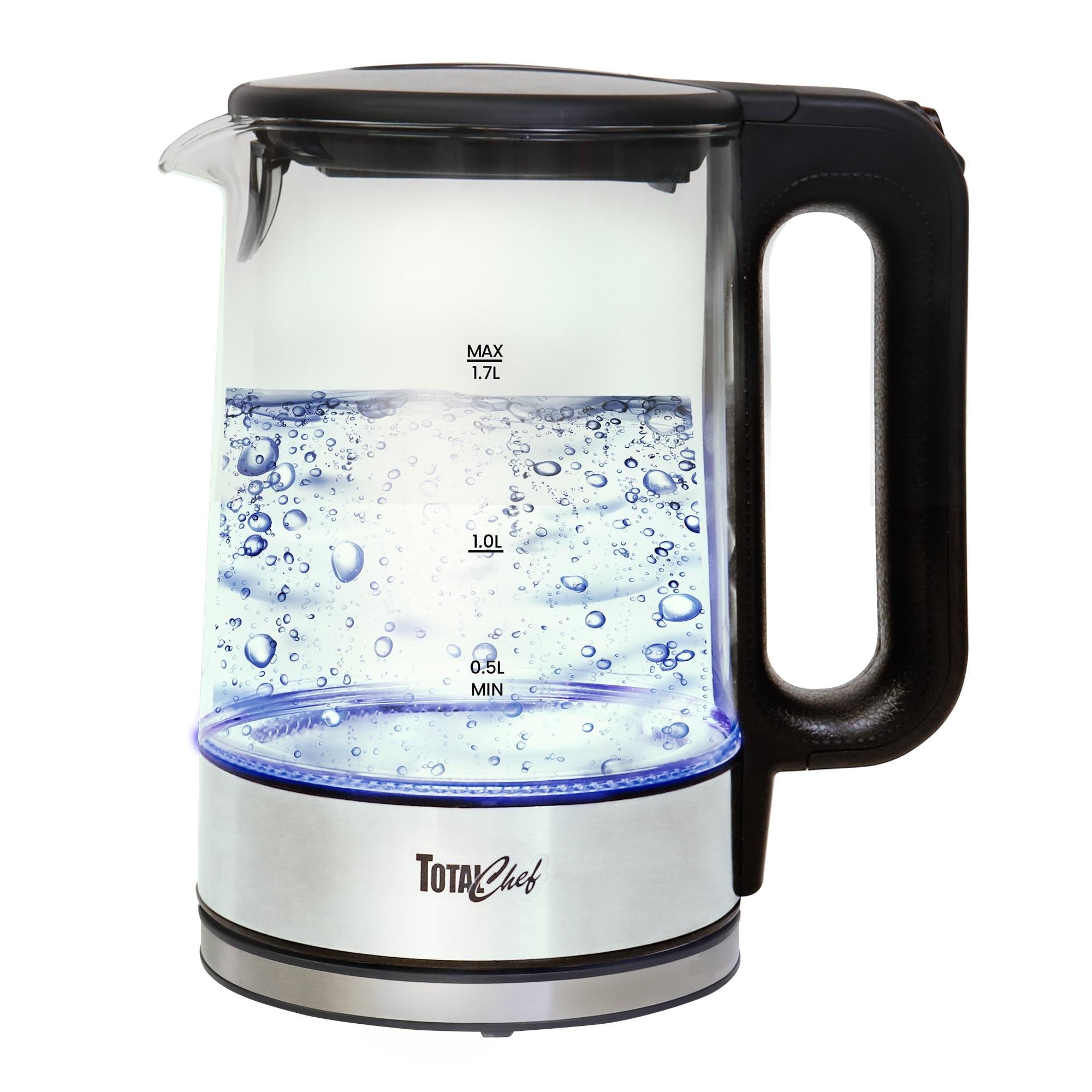 Total Chef Cordless Electric Glass Kettle with LED Light, 1.8 QT/1.7L