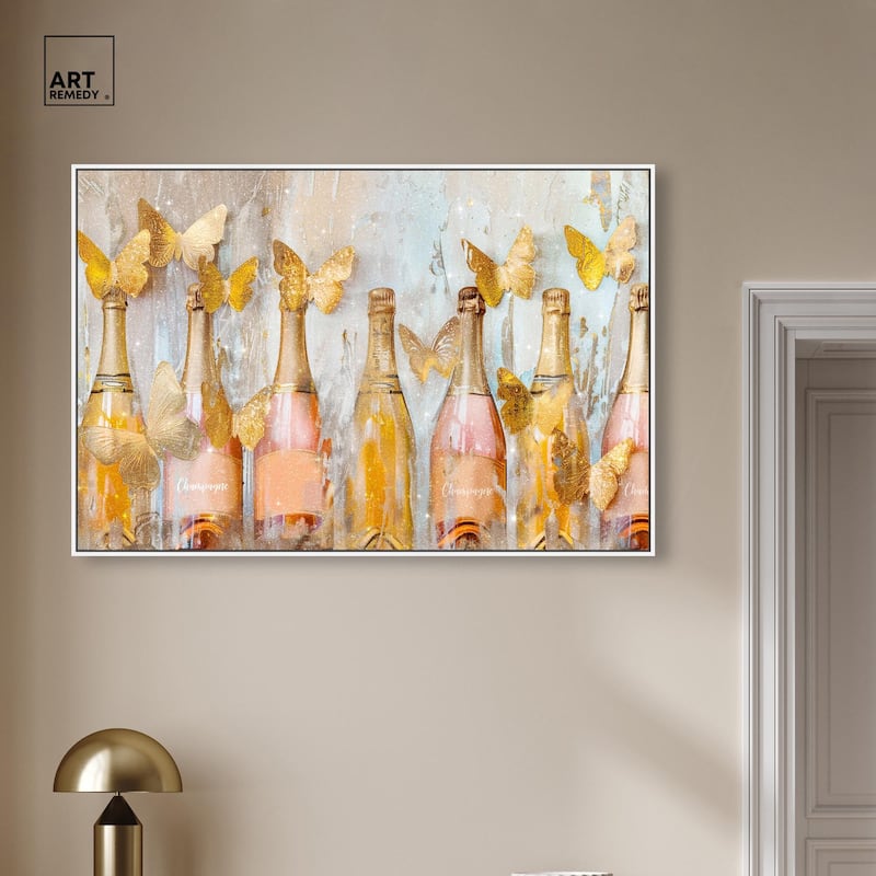 Golden Bright Campagne Line Canvas by Art Remedy