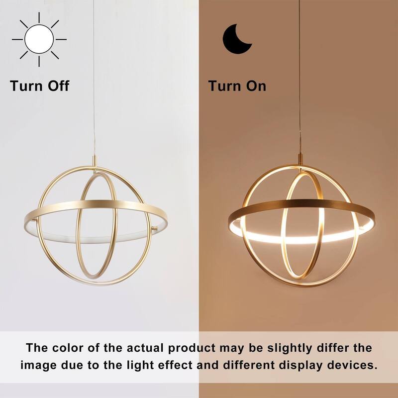 Modern Farmhouse LED Chandelier Black Gold Orb Pendant Light for Dining Room