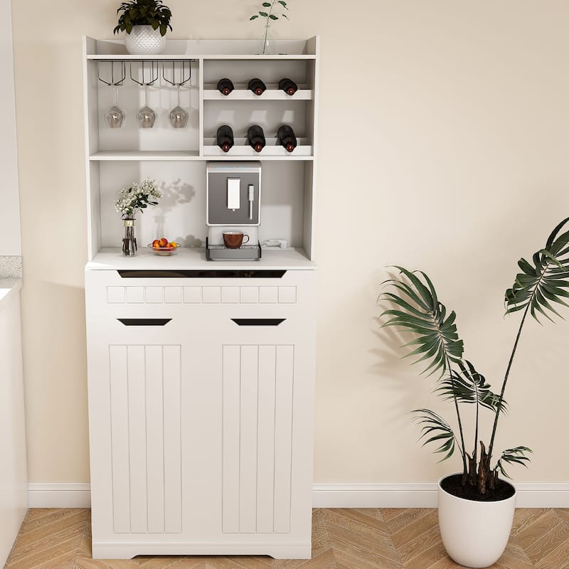 70" Modern Farmhouse Buffet Cabinet Sideboard Storage Coffee Bar Liquor Cabinet - White