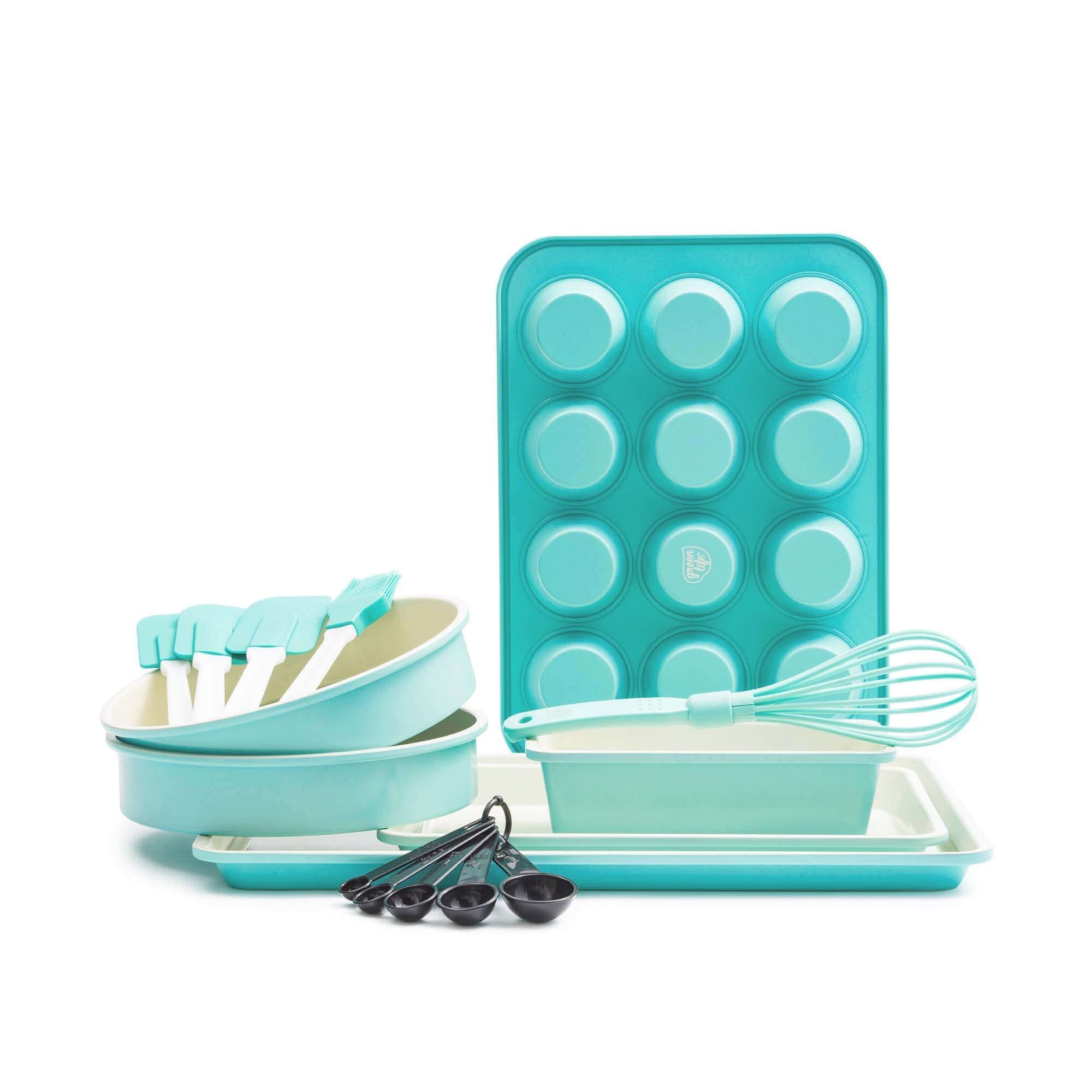 GreenLife Healthy Ceramic Nonstick, 13 x 9 Quarter Cookie Sheet Baking  Pan Set, PFAS-Free, Turquoise