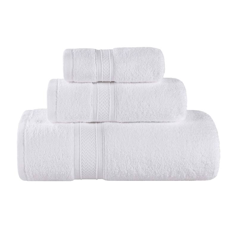 Superior Chevron Zero Twist Solid Cotton 3 Piece Bathroom Towel Set