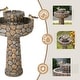 preview thumbnail 37 of 44, Glitzhome 24-inch Outdoor 2-tier Faux Pebbles Polyresin Birdbath Fountain with Pump