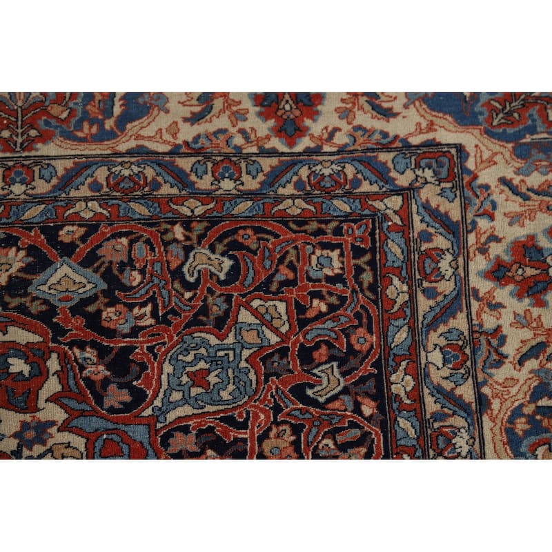 Pre-1900 Antique Isfahan Vegetable Dye Persian Rug Handmade Wool Carpet - 4'7" x 6'7"
