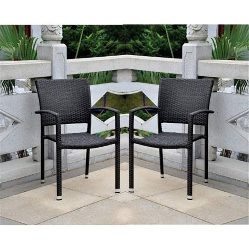 Antique Resin Wicker Dining Chair - Square Back - Indoor Outdoor Furniture - 22