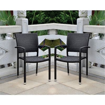 Antique Resin Wicker Dining Chair - Square Back - Indoor Outdoor Furniture - 22