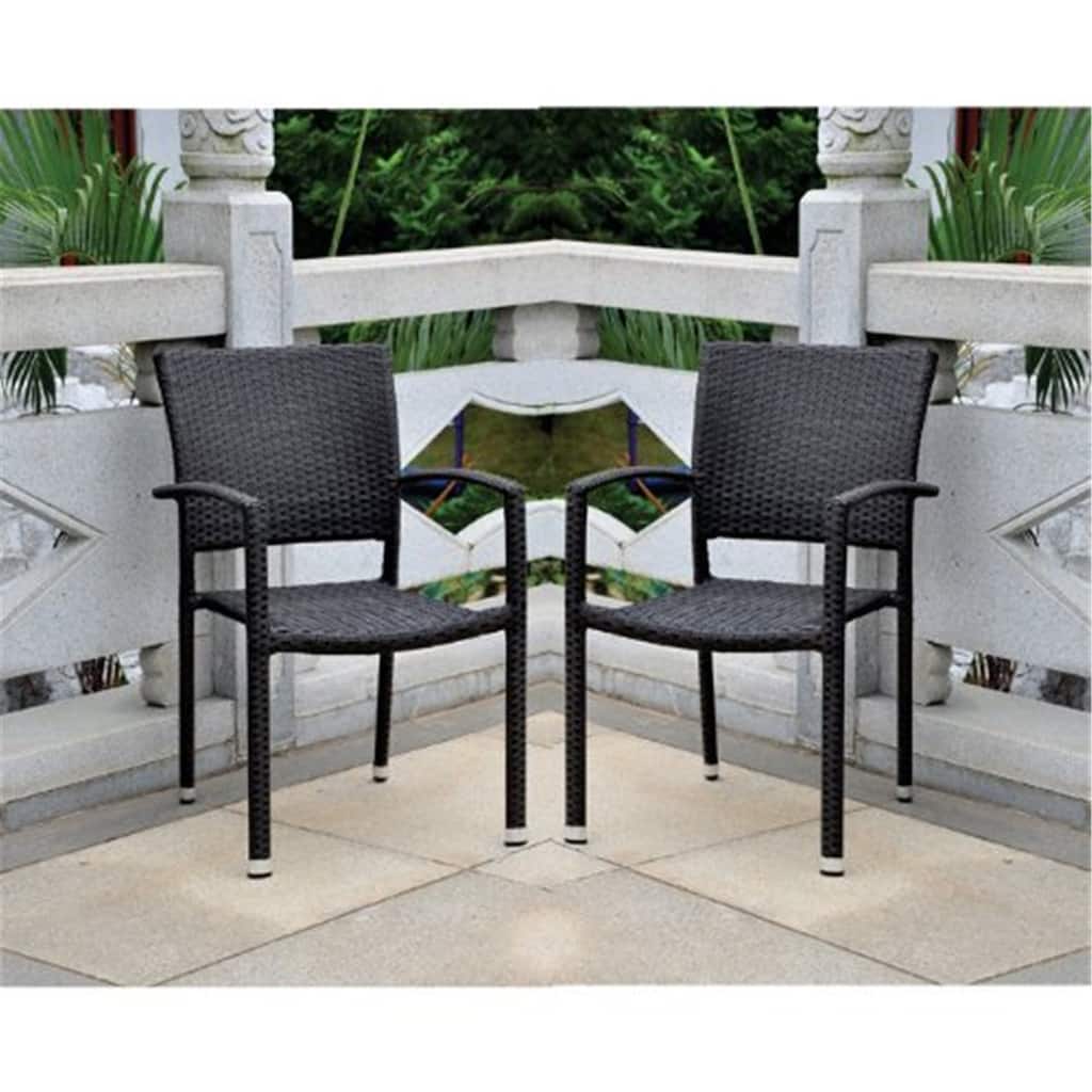 Antique Resin Wicker Dining Chair - Square Back - Indoor Outdoor Furniture - 22