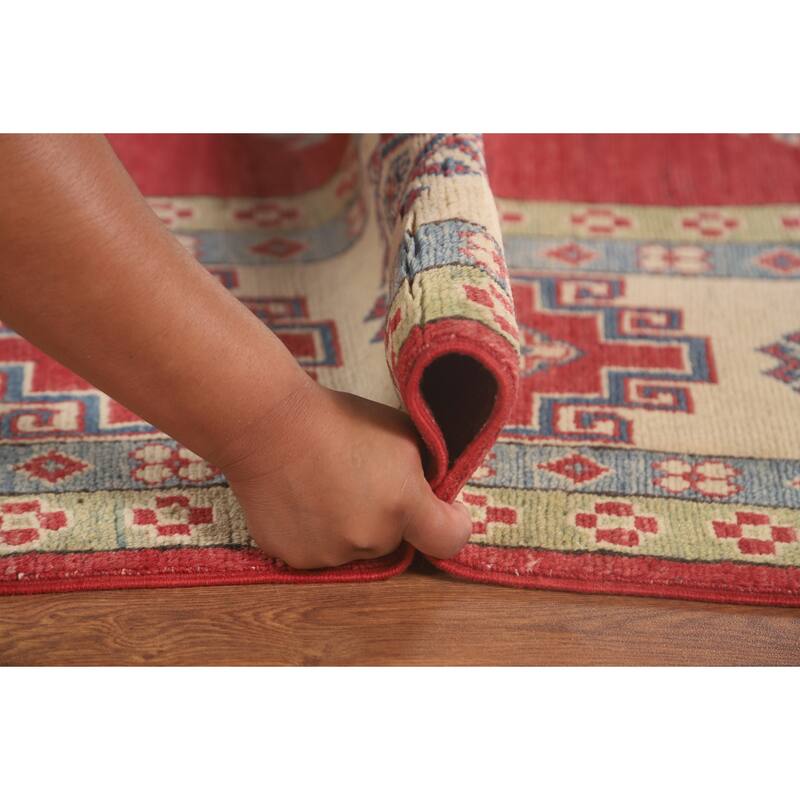 Red Kazak Rug Hand-Knotted Oriental Wool Carpet - 8'2"x 12'2"