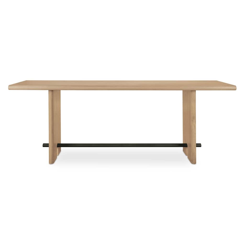 NADAAL STUDIOS Thornefield Console Table, Bullnose Edge Oak with Metal Spreader Bar, Natural Finish
