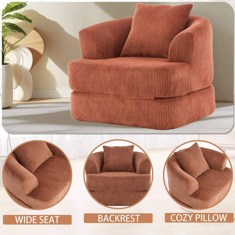Oversized Upholstered Convertible Accent Barrel Chair
