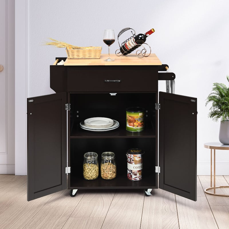 Gymax Rolling Kitchen Island Utility Kitchen Cart Storage Cabinet - See Details