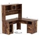 preview thumbnail 42 of 47, L Shaped Desk with File Cabinet and Hutch, Home Office Corner Computer Desk with Drawers and Charge Station