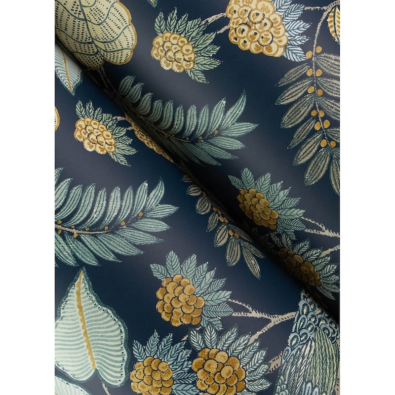 Chris Loves Julia x A-Street Prints Geneva Dark Blue Peacock Paradise Wallpaper