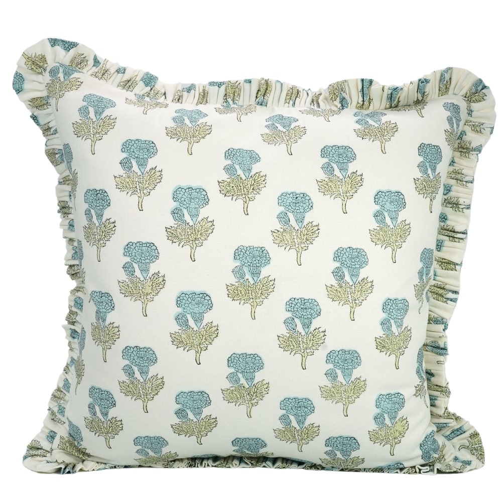 Bohemian Hand-Printed Blue Table Pillow Cover- Mohini