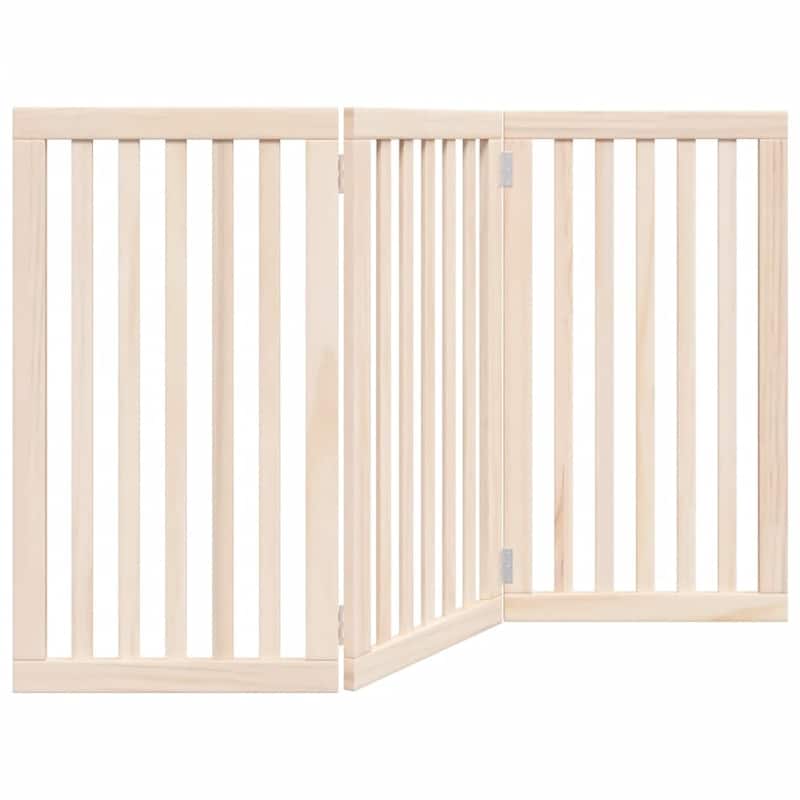 vidaXL Dog Gate Set of 3 Natural Wood Poplar Wood Medium Foldable