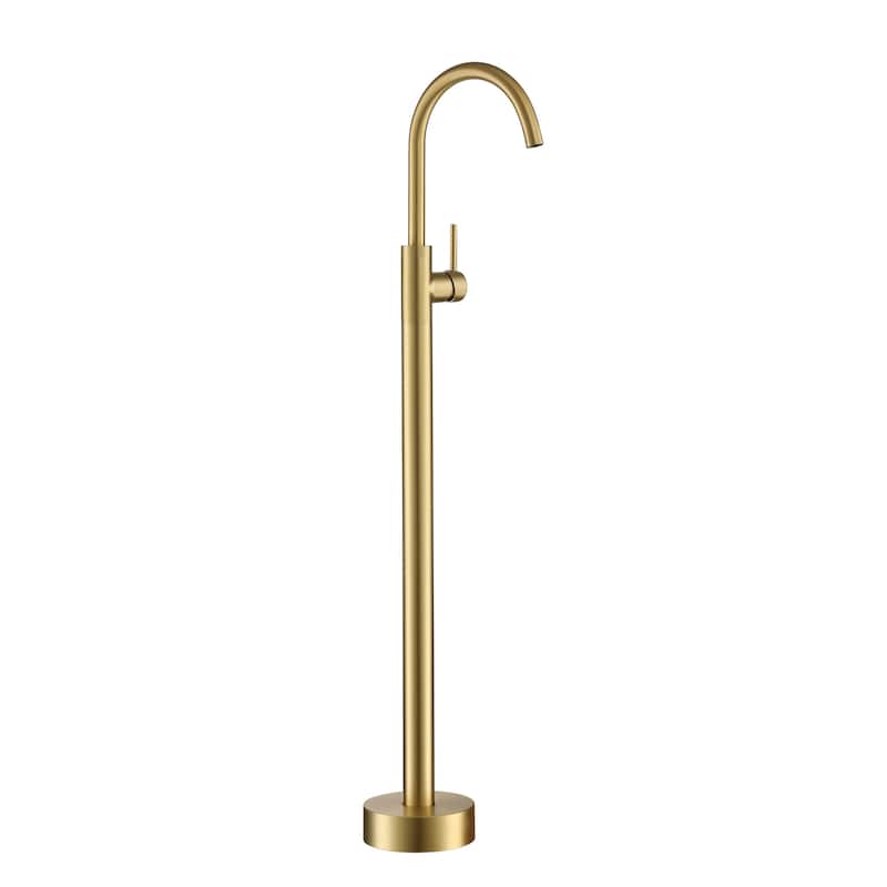 Freestanding Floor Mount Bath Tub Filler - Brushed Gold