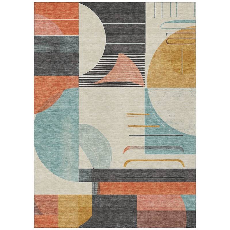HomeRoots Geometric Modern Rectangle Outdoor Rug