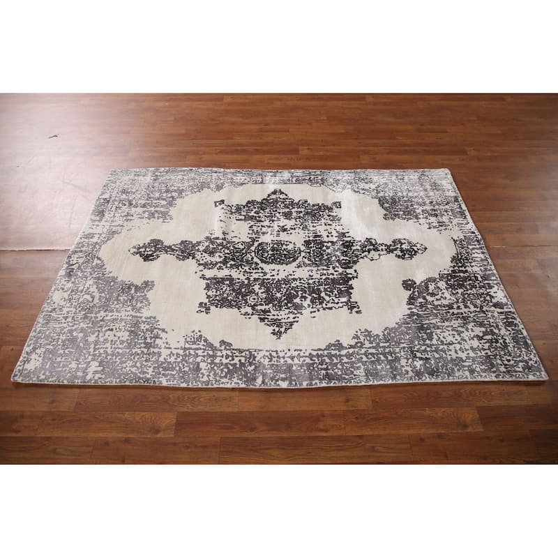 Abstract Indian Rug Handmade Wool Carpet - 4'1"x 6'3"